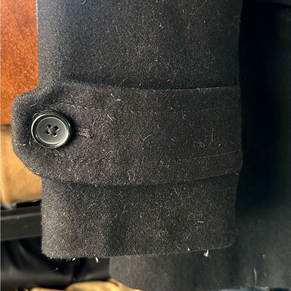Merino Wool Blend Black Peacoat - Picture 2 of 7